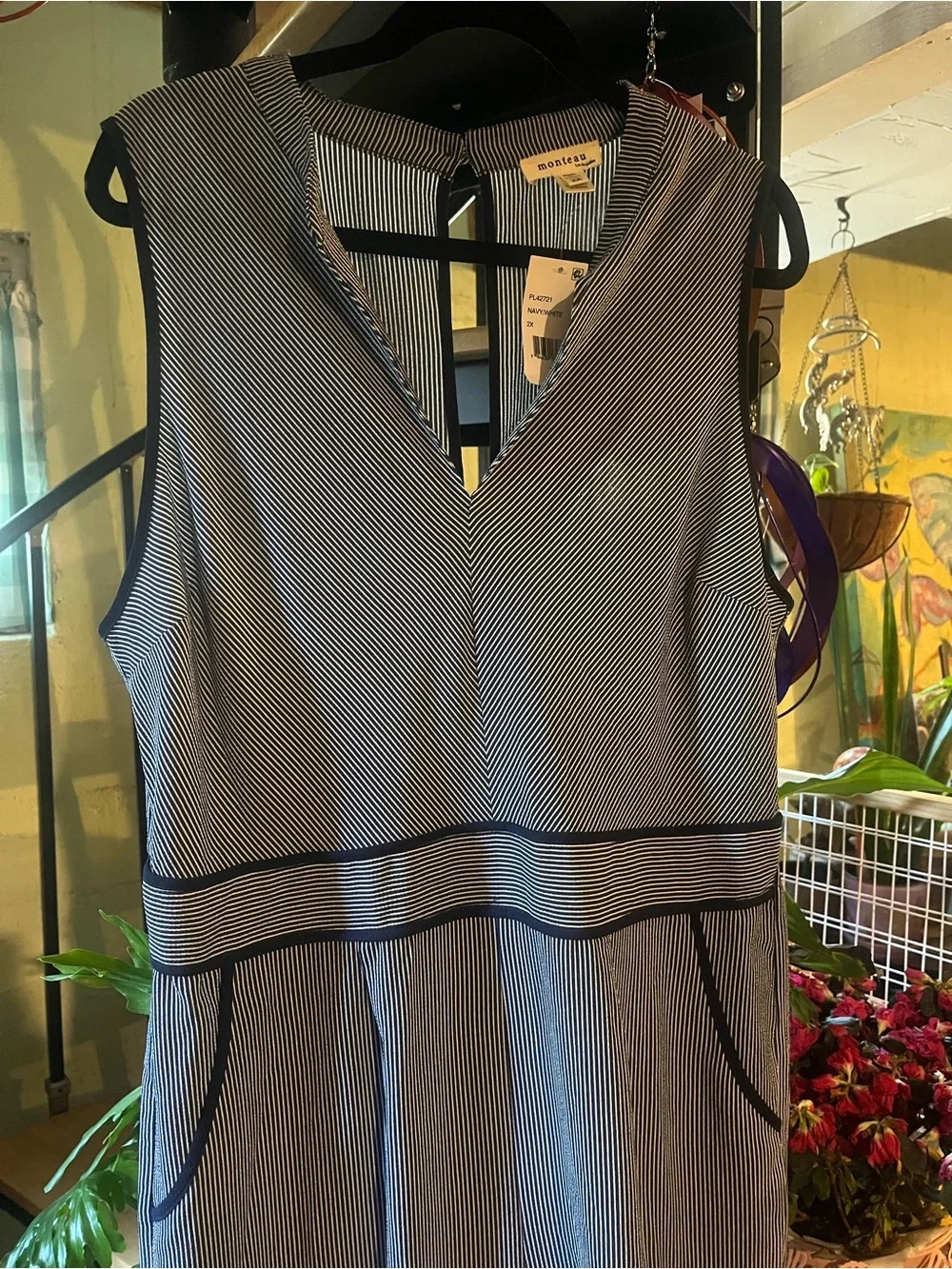 Monteau Navy White Jumpsuit with Navy Trim - Picture 6 of 7